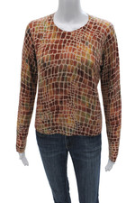 Autumn Cashmere Unisex Brown 100 Cashmere Geometric Pullover Sweater Size S