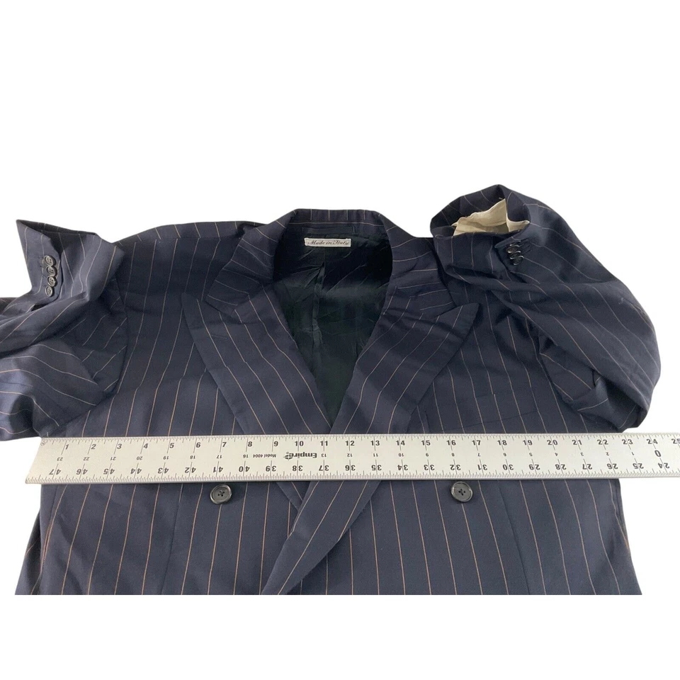 Abrigo Traje Belvest Para Hombres 44R Azul Marino Rayas Hecho en Italia Lana Super 150s Foto 4 de 4