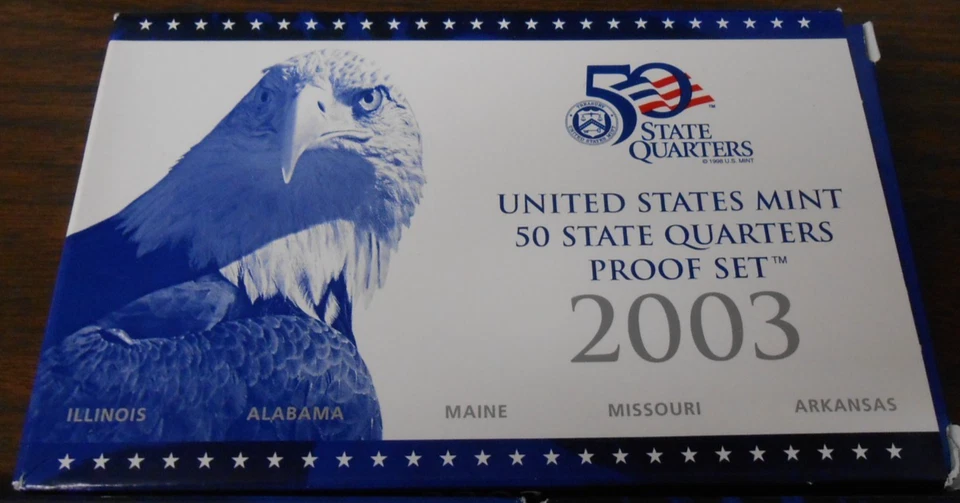 2003, 2004, and 2005 QUARTER CLAD (3) and SILVER (2) COIN PROOF SETS - COA & BOX - Image 2 of 4
