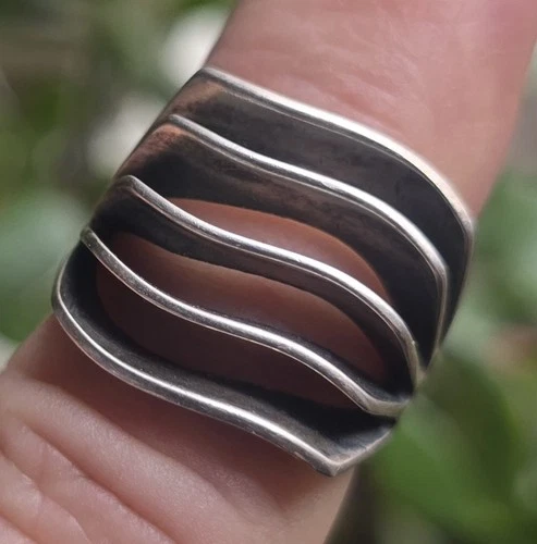 ~VINTAGE~OLD~PAWN~NATIVE~NAVAJO~"JAMES BAHE"~STERLING~SILVER~UNIQUE~RING~SIZE~7~