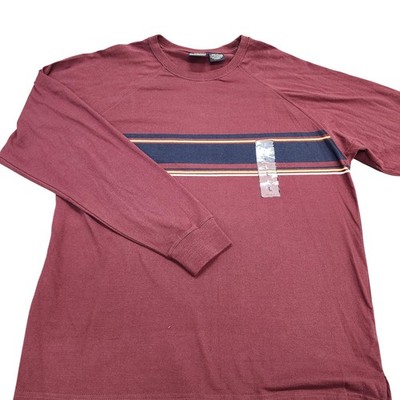 Route 66 Shirt Mens Large Red Striped Long Sleeve Crew Neck Cotton Top