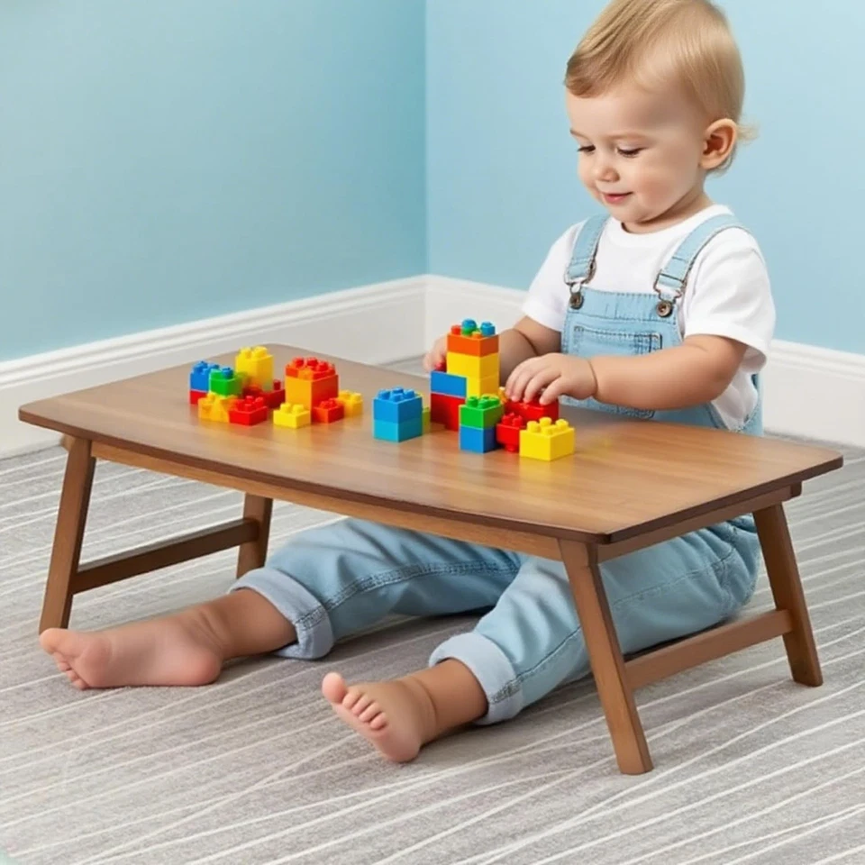 Table Basse de Japonaise Rectangulaire en Bambou, Table de lit Pliable avec P... - Photo 2/4