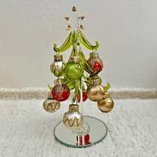 LS Arts Glass Christmas Tree 6" Glass Ornaments(12)  Brand New Never Used 