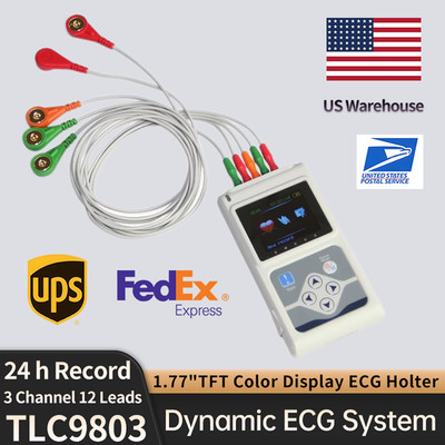 US Warehouse 24 Hours 3 Channel ECG Holter TLC9803 Dynamic EKG Holter w Software
