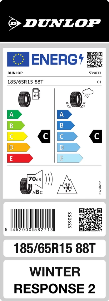 Dunlop Winter Response 2 185/65 R15 88T M+S Winterreifen - Bild 2 von 2