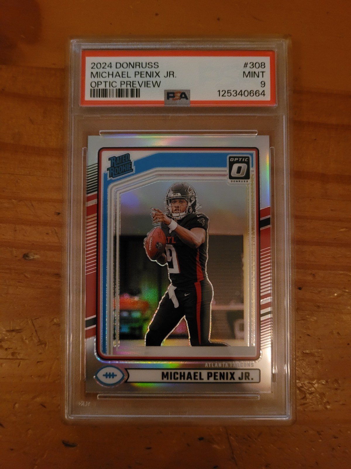 2024 Donruss Optic Preview Holo #308 Michael Penix Jr Rookie PSA 9 Mint RC