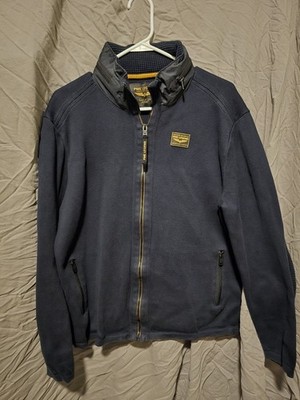 PME Legend Men's Navy Cotton Hooded Jacket Size L Full Zip Pockets (Runs Small)