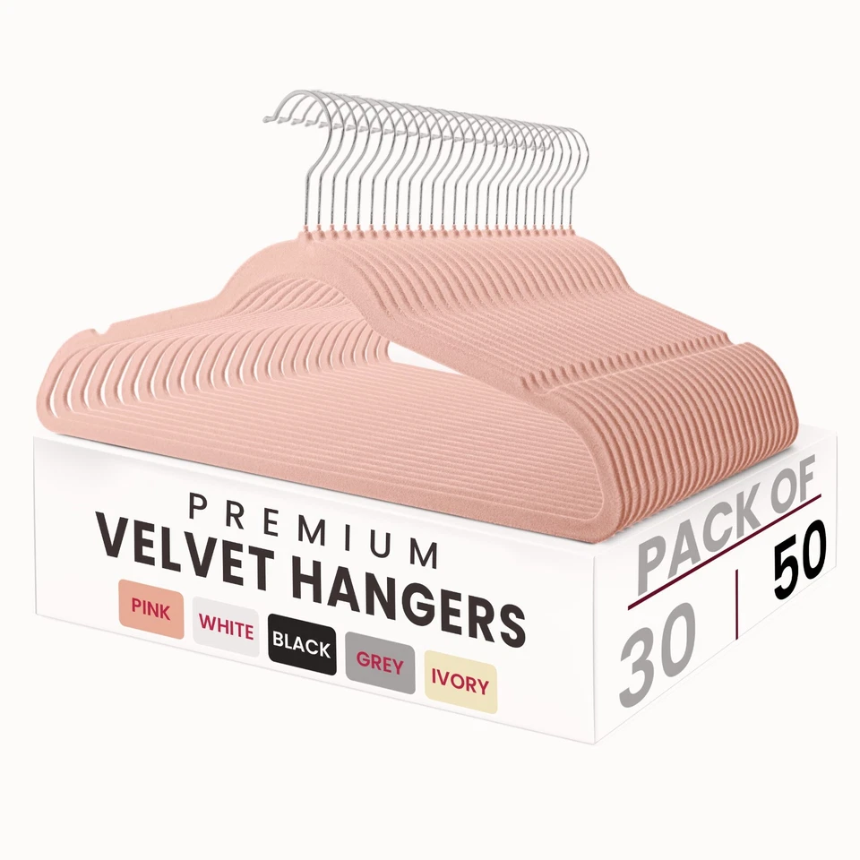 Velvet Hangers Flocked Clothes Heavy Duty Premium Non-Slip Hangers (30/50 Pack) - Image 4 of 4