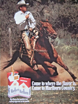 AD PRINT Original 1985 MARLBORO country Cigarette come to where the flavor  is