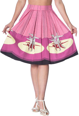 Banned »BALLERINA BORDER« BALLET DANCE 50s A-Linie SWING SKIRT Rock Rockabilly