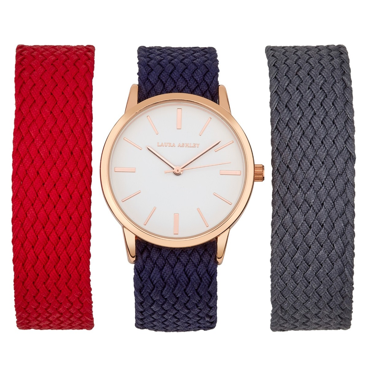 Laura Ashley Women's 35mm Watch Set 3 Interchangeable Fabric