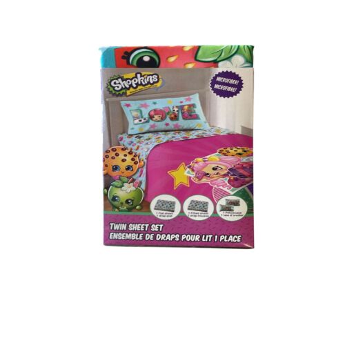 Shopkins 4 Pcs Kids Twin Sheet Set Single Bedding Set with Reversible Comforter - Picture 7 of 8
