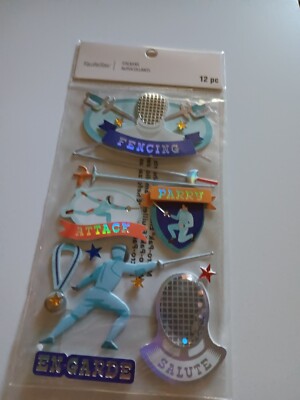 Recollections Stickers Fencing En-Garde Parry Attack Swords Medal Salute Mask