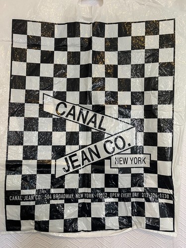 Vintage 1990 Canal Jean Co New York Black White Checker Plastic Shopping Bag - Picture 8 of 8