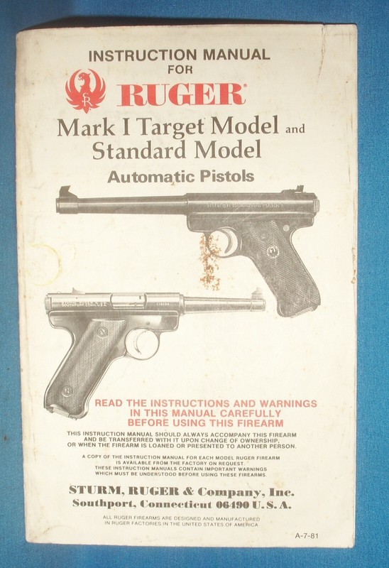 RUGER MARK I TARGET & STANDARD 7-81 INSTRUCTION MANUAL  C233E