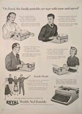 1952 vintage Royal typewriter Print Ad College Student, Secretary & Boss thumbnail