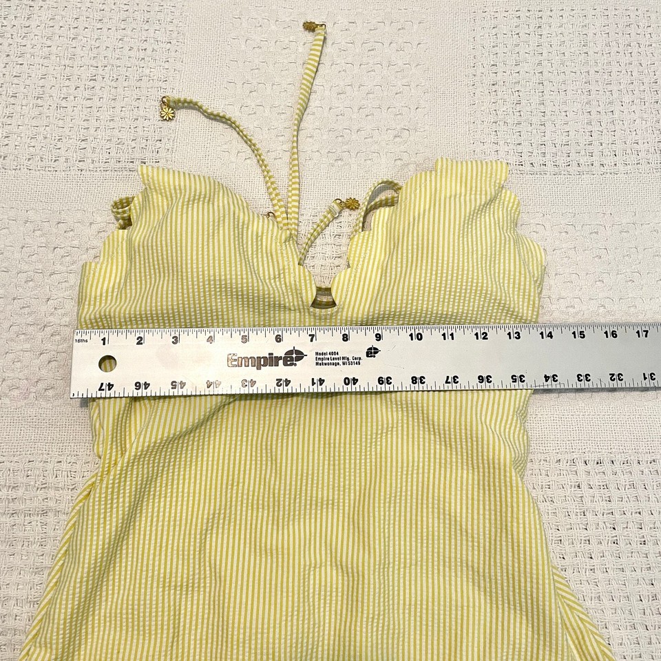 Jessica Simpson candy striped scalloped onepiece swimsuit large SW