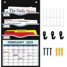 4 Pockets Hanging Wall File Organizer for Legal/Letter/ A4 Size Document Stur...