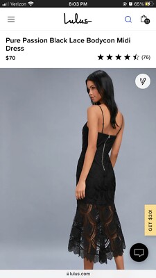 LULUS Temps De L'Amour Black Nude Lace Bodycon Midi Dress Small New With  Tags | eBay