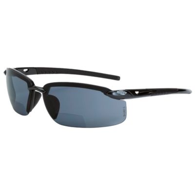 Crossfire ES5 Bifocal Safety Glasses Crystal Black Frm Polarized Smoke Lens
