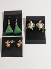 Earrings Pierced Christmas Snowmen Ornament Trees 1 Dangle 2 Stud Avon Vintage