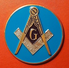 Masonic Round Enamel Adhesive Square & Compass Emblem with G - 68 mm