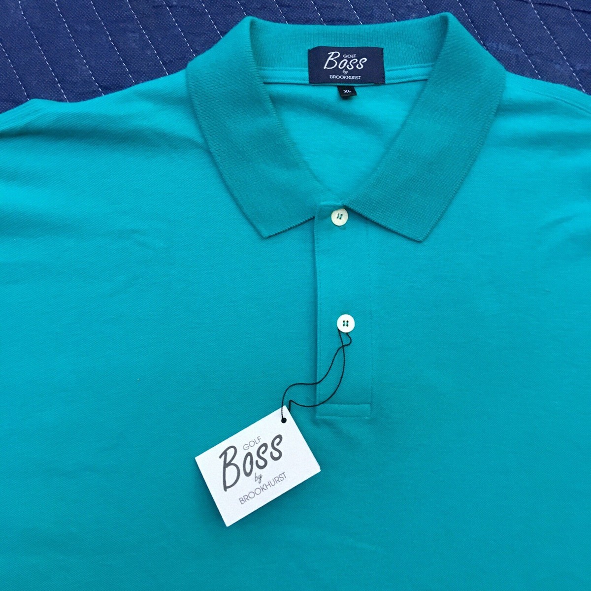 Boss by Brookhurst New Knit XL Golf Shirt Teal Color 100% Cotton