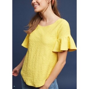 yellow flutter sleeve top