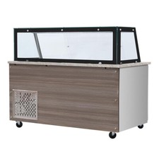 Kalte Theke Speisenausgabe Glasaufbau mit schwarzem Rahmen 223x82x85,5 cm  NEU