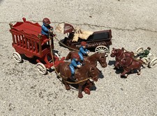Cast Iron Circus Horse Drawn Wagon w/ Bear Original CAST IRON TOY LOT