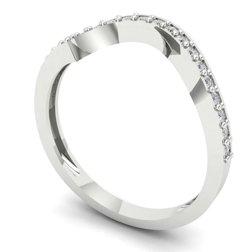 VVS1 Zirconia Diamond Half-Eternity Ring, Solid Gold Stackable Band (0.165 cttw) - Image 2 of 4