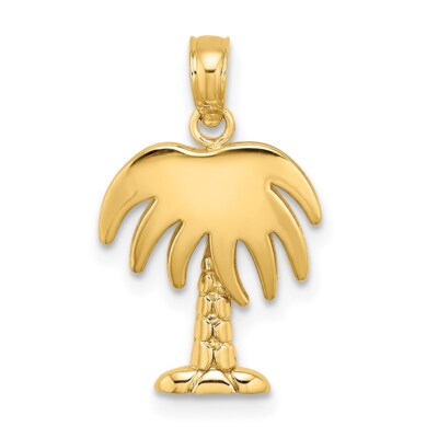 14K Yellow Gold Charleston Palm Tree Pendant K8005