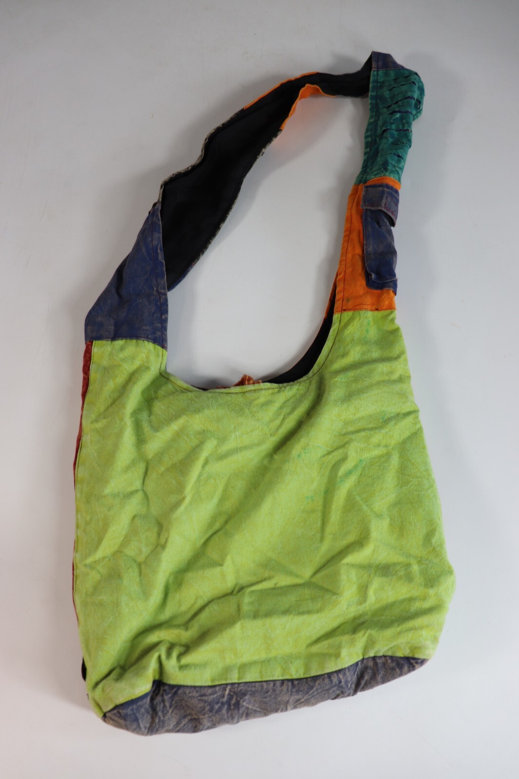 VTG 90s Hippy Boho Rainbow Patchwork Shoulder Bag… - image 3