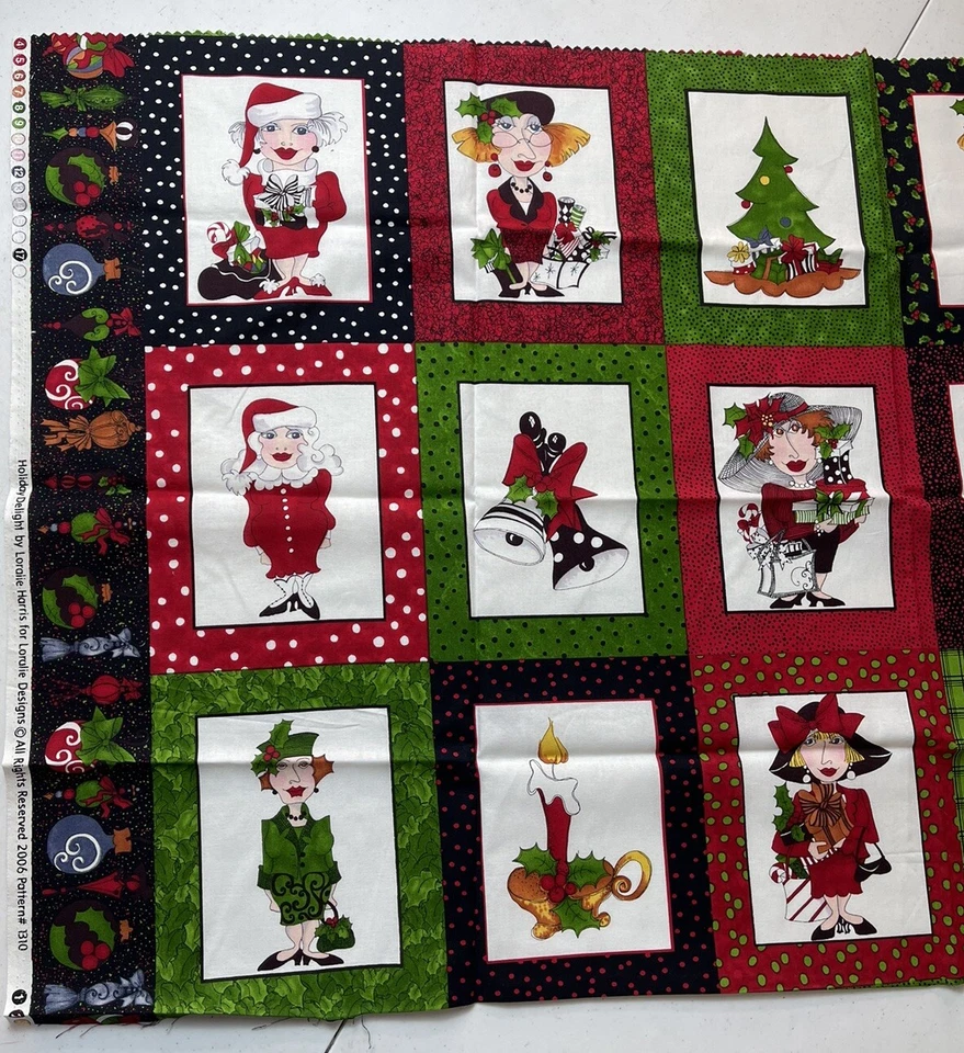HOLIDAY DELIGHT Quilt Panel Loralie Harris Fabric Cotton Ladies 23”x43.5” - Image 4 of 4