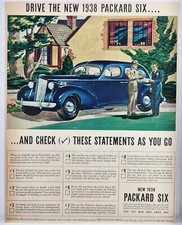 1938 Packard Six Blue Original Print Ad Life Magazine 30s