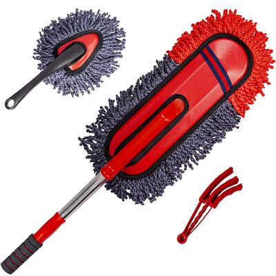 Soft Microfiber Car Duster Exterior Scratch Free Multipurpose Duster With Exten.