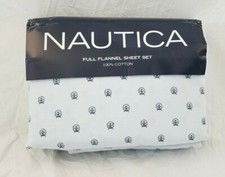 4 pc Nautica Anchor Circle Flannel Full Sheet Set NIP