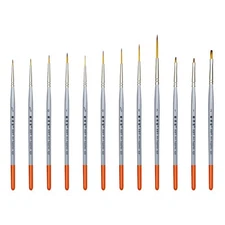 XDT#820 Detail Paint Brush 12 Piece Set for Acrylic Painting