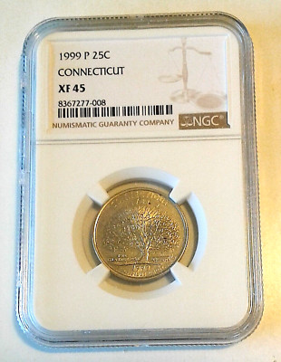 1999-P- CONNECTICUT STATE QUARTER NGC XF 45 C-VALUE CHART 