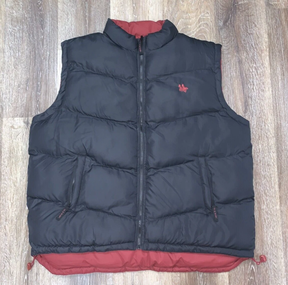 Bit & Bridle Mens XL X-Large Black Red Softshell Reversible Puffer Quilted Vest