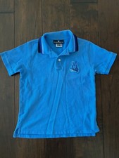 PSYCHO BUNNY Kids Medium 10/12 Blue Short Sleeve Polo Shirt with Logo