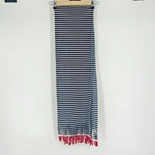 NEW Old Navy Blue Stripe Felt Scarf Red White Fringe American Flag Patriotic