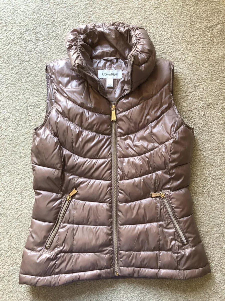 Calvin Klein Women Ladies Purple Zip Front Puffer Sleeveless Vest Size Small New