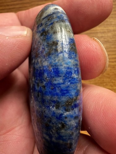 Beautiful Natural Lapis Lazuli Oval Cabochon Gemstone With Golden Flakes 60g - Picture 8 of 14