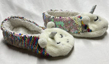 Girl's Multi colored Flip Sequin Unicorn Slippers - Size 9-10