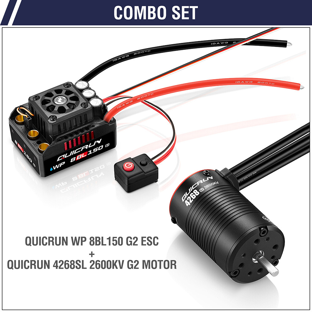 HOBBYWING QuicRun 150A G2 3-6S Waterproof Brushless ESC Motors for