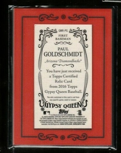 JERSEY (red) PAUL GOLDSCHMIDT Mini Framed 2016 TOPPS GYPSY QUEEN RELICS Yankees - Picture 2 of 2
