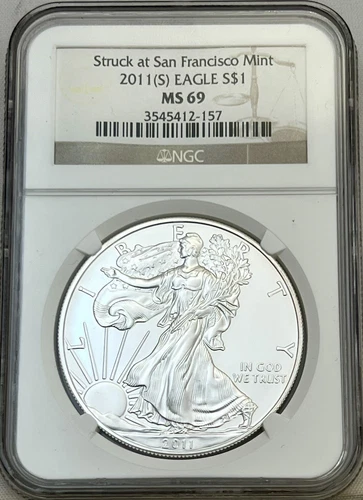 2011-S American Silver Eagle Struck at San Francisco Mint NGC MS 69