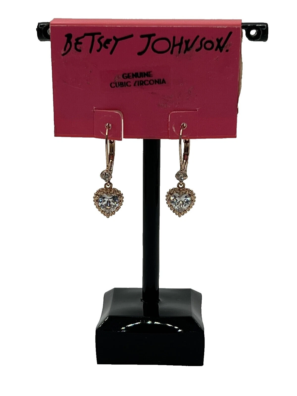 Betsey Johnson Cubic Zirconia модные серьги покрытые розовым золотом