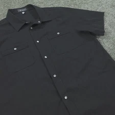 Ibex Shirt Mens Medium Short Sleeve Pearl Snap Black Wool